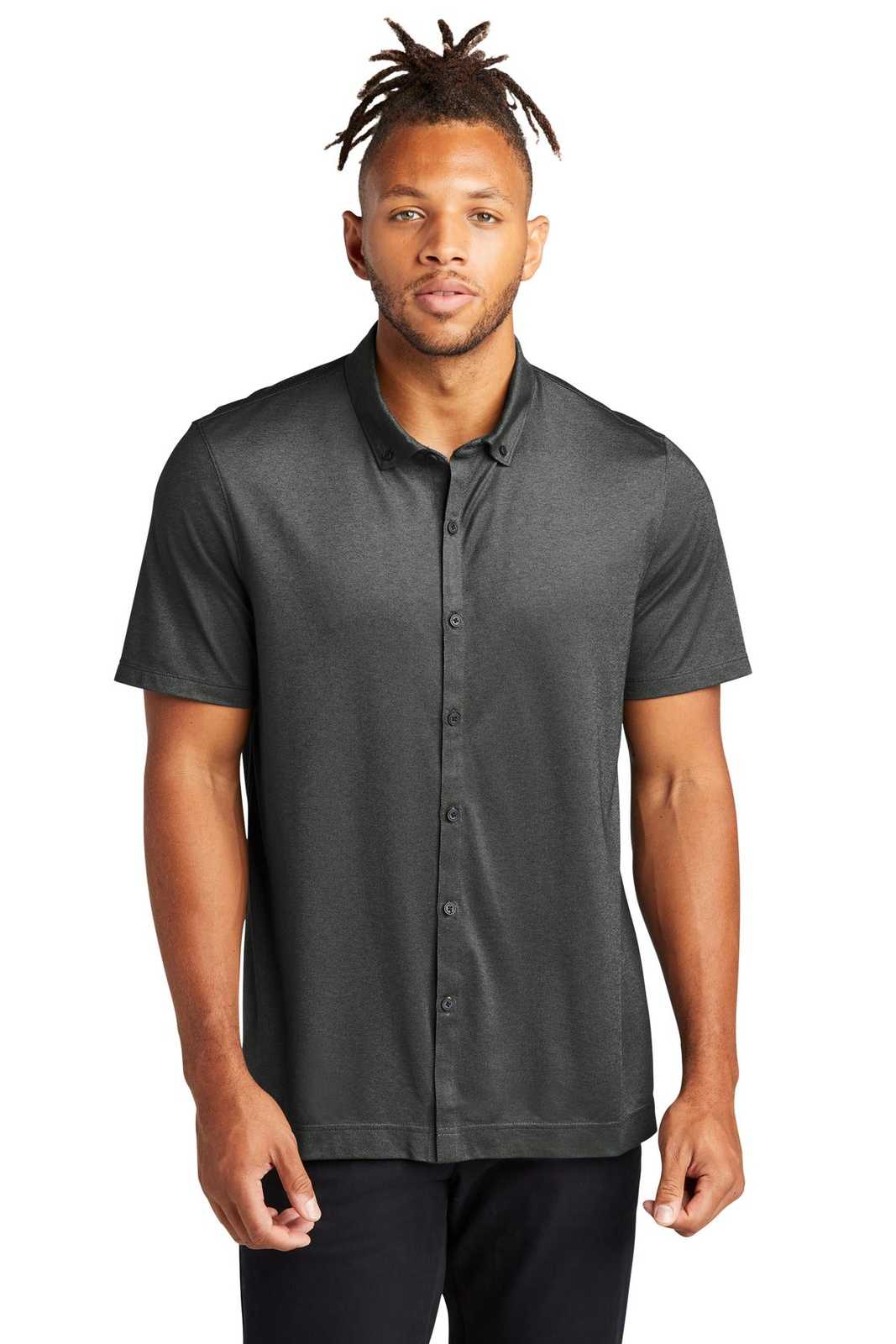 Mercer+Mettle MM1006 Stretch Pique Full-Button Polo - Anchor Grey Heather - HIT a Double - 1