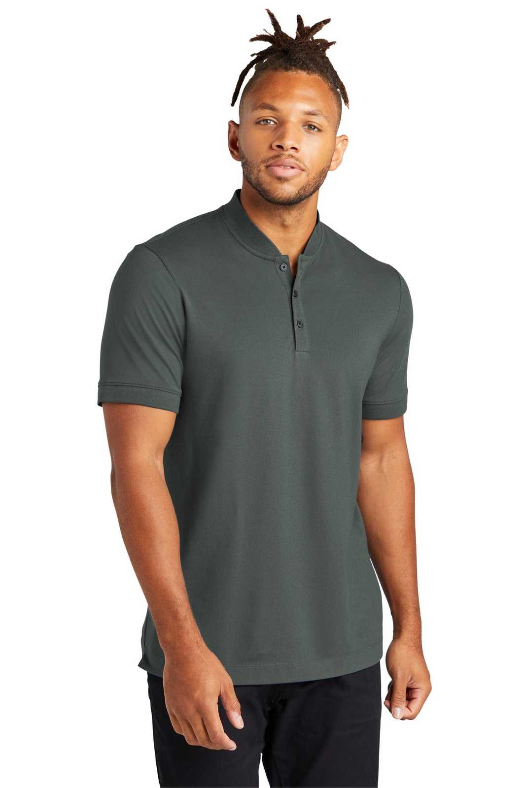 Mercer+Mettle MM1008 Stretch Pique Henley - Anchor Grey - HIT a Double - 1