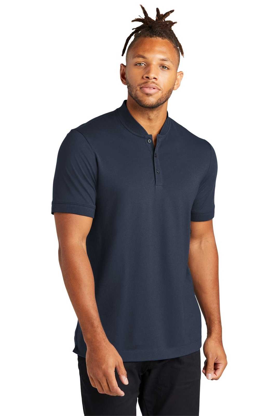 Mercer+Mettle MM1008 Stretch Pique Henley - Night Navy - HIT a Double - 1