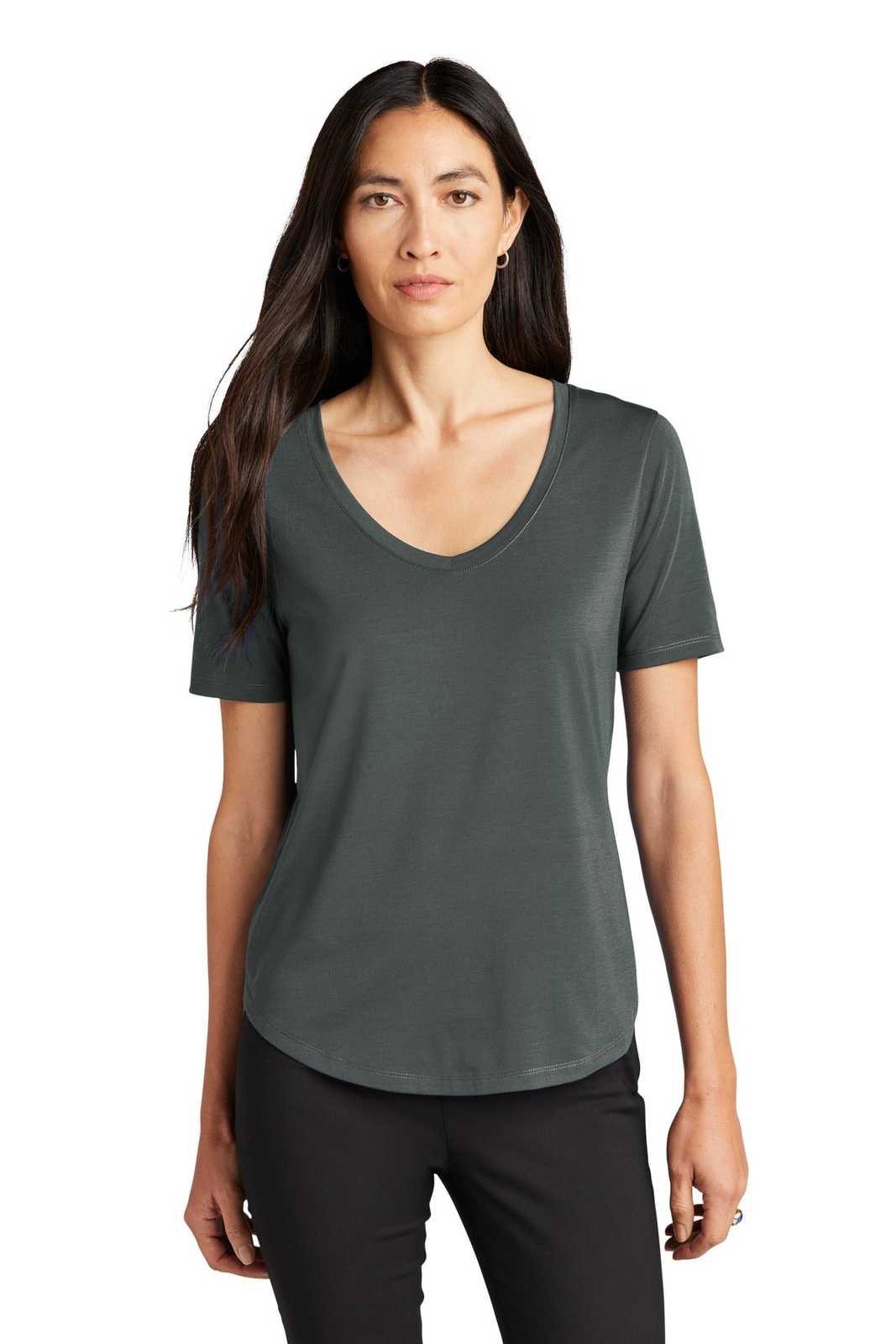 Mercer+Mettle MM1017 Women&#39;s Stretch Jersey Relaxed Scoop - Anchor Grey - HIT a Double - 1
