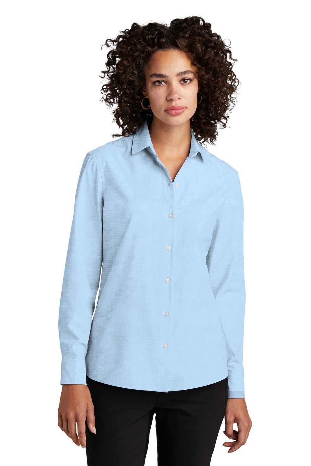 Mercer+Mettle MM2001 Women&#39;s Long Sleeve Stretch Woven Shirt - Air Blue End On End - HIT a Double - 1