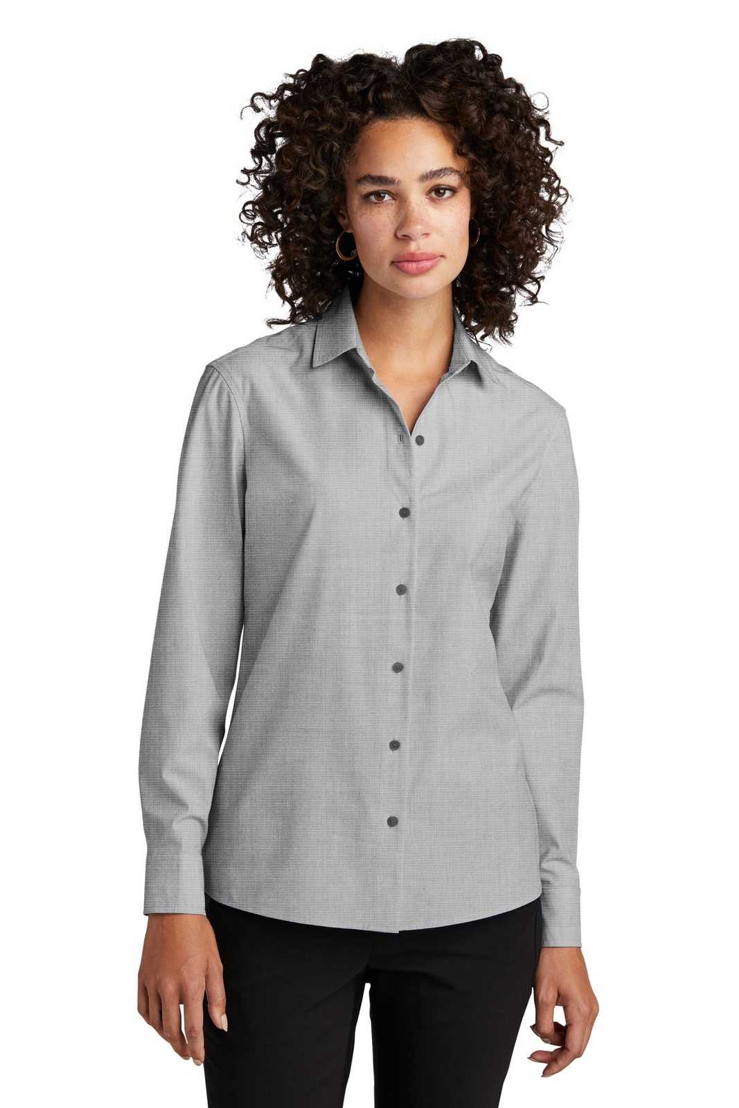 Mercer+Mettle MM2001 Women&#39;s Long Sleeve Stretch Woven Shirt - Gusty Grey End On End - HIT a Double - 1