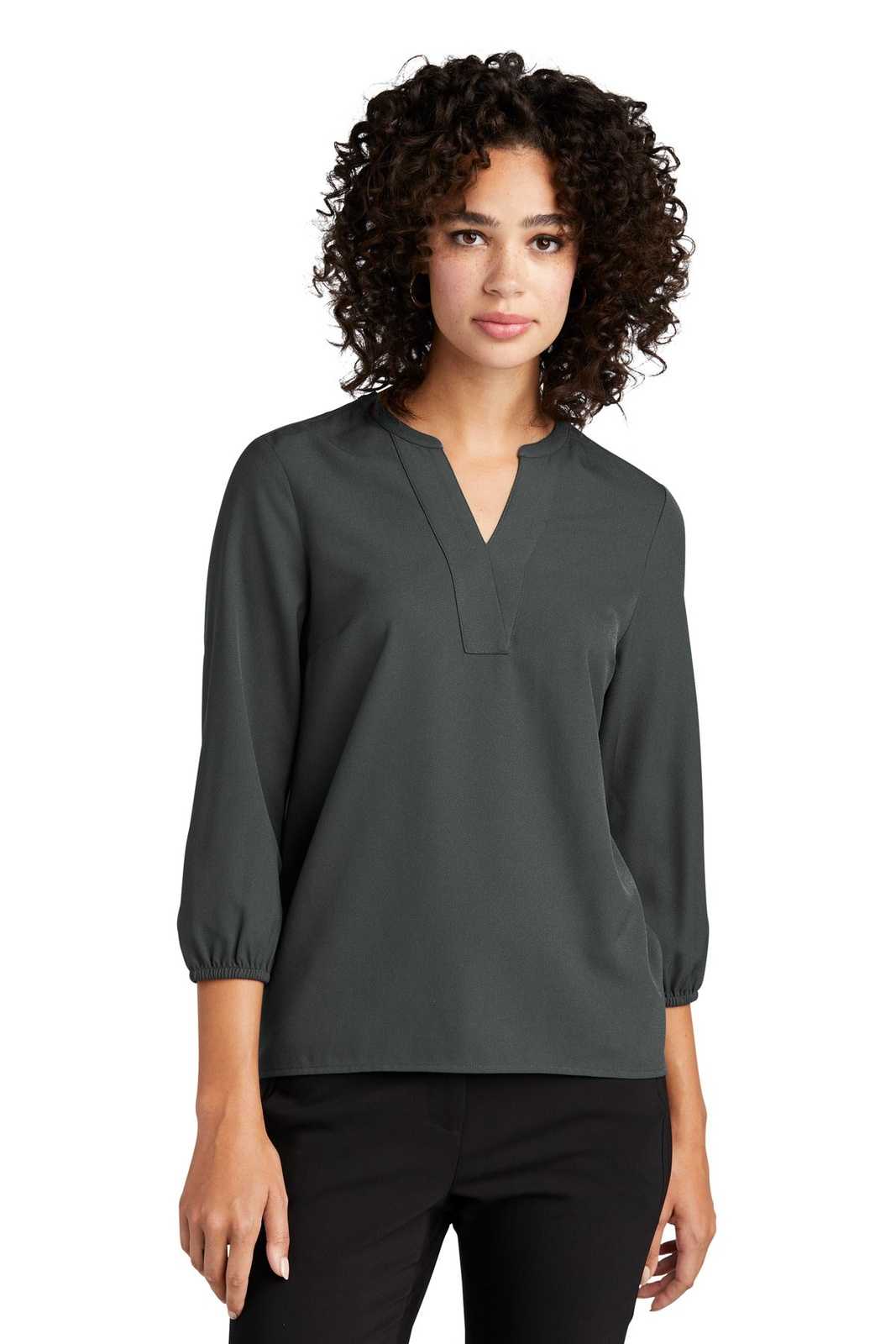 Mercer+Mettle MM2011 Women&#39;s Stretch Crepe 34-Sleeve Blouse - Anchor Grey - HIT a Double - 1