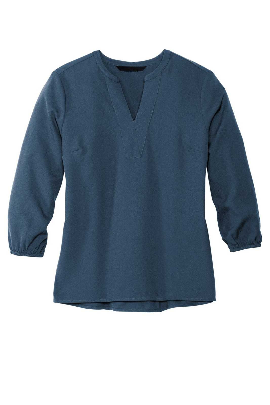 Mercer+Mettle MM2011 Women's Stretch Crepe 34-Sleeve Blouse - Insignia Blue - HIT a Double - 1