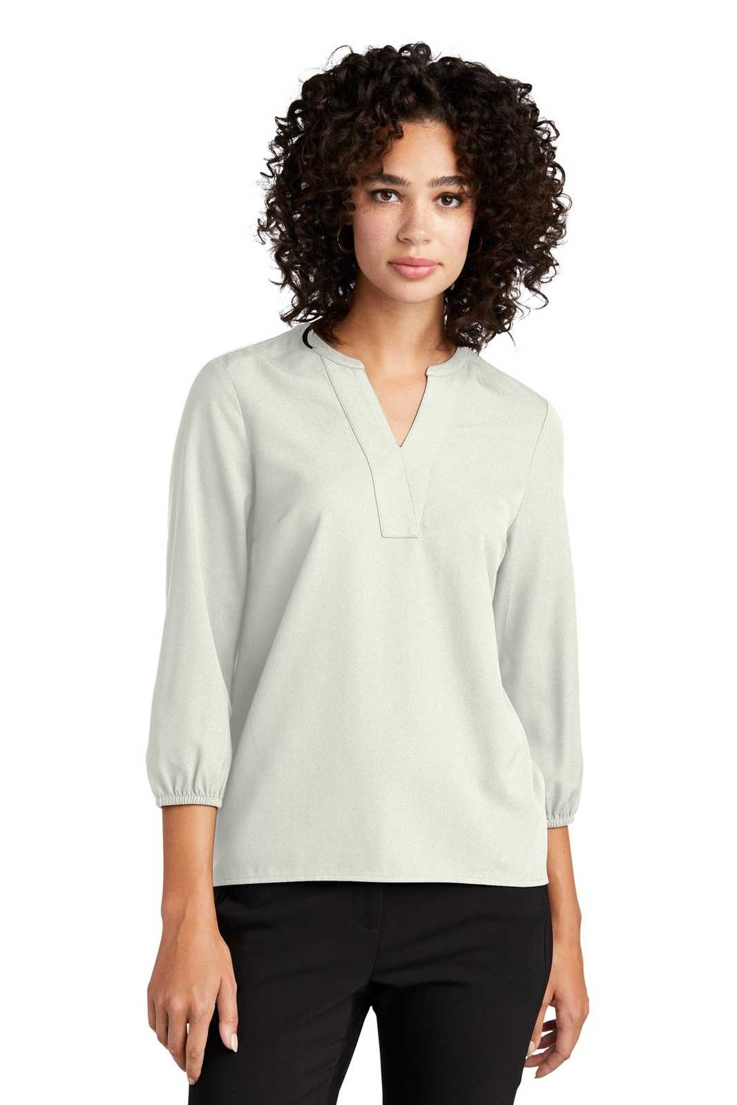 Mercer+Mettle MM2011 Women&#39;s Stretch Crepe 34-Sleeve Blouse - Ivory Chiffon - HIT a Double - 1
