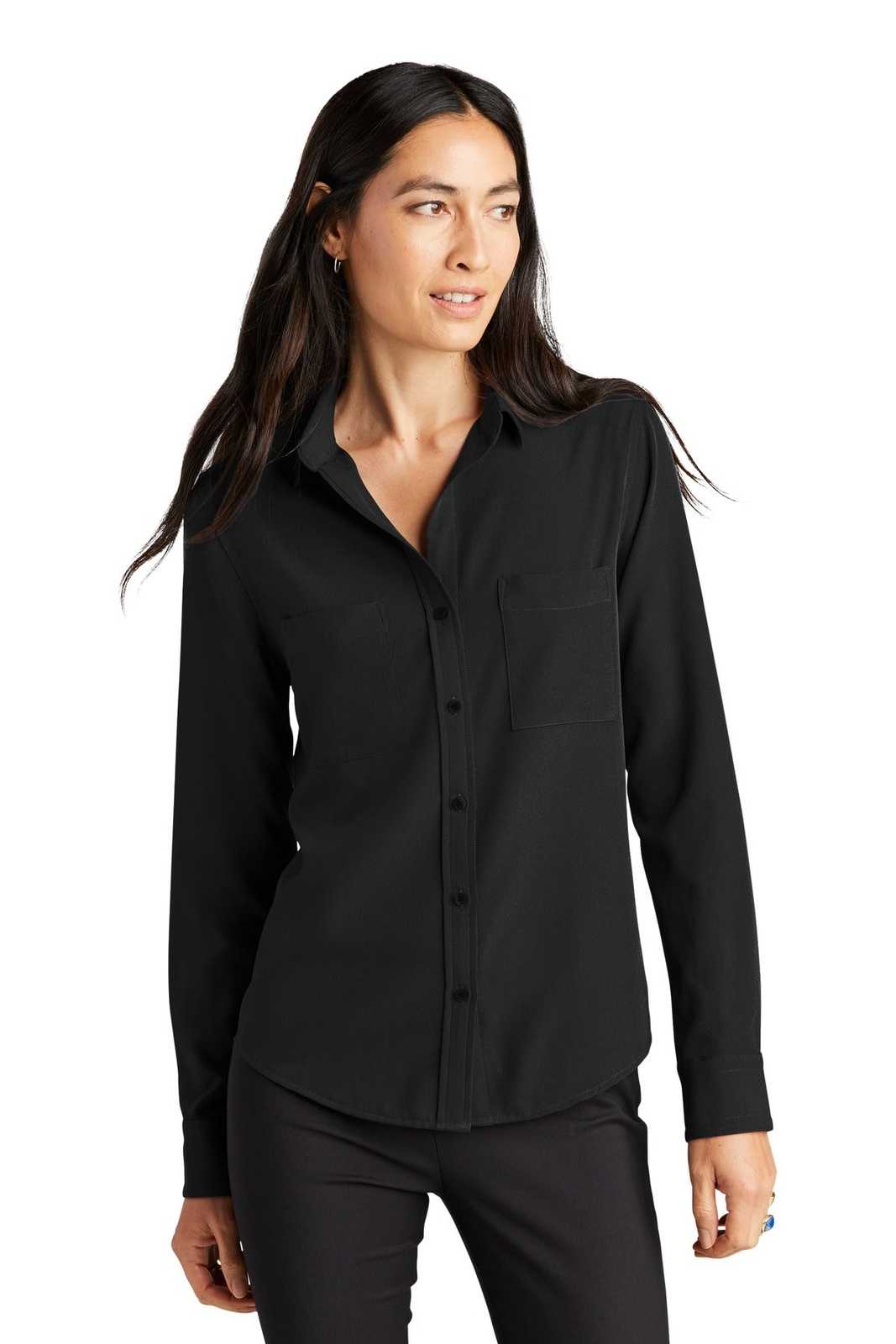 Mercer+Mettle MM2013 Women's Stretch Crepe Long Sleeve Camp - Deep Black - HIT a Double - 1
