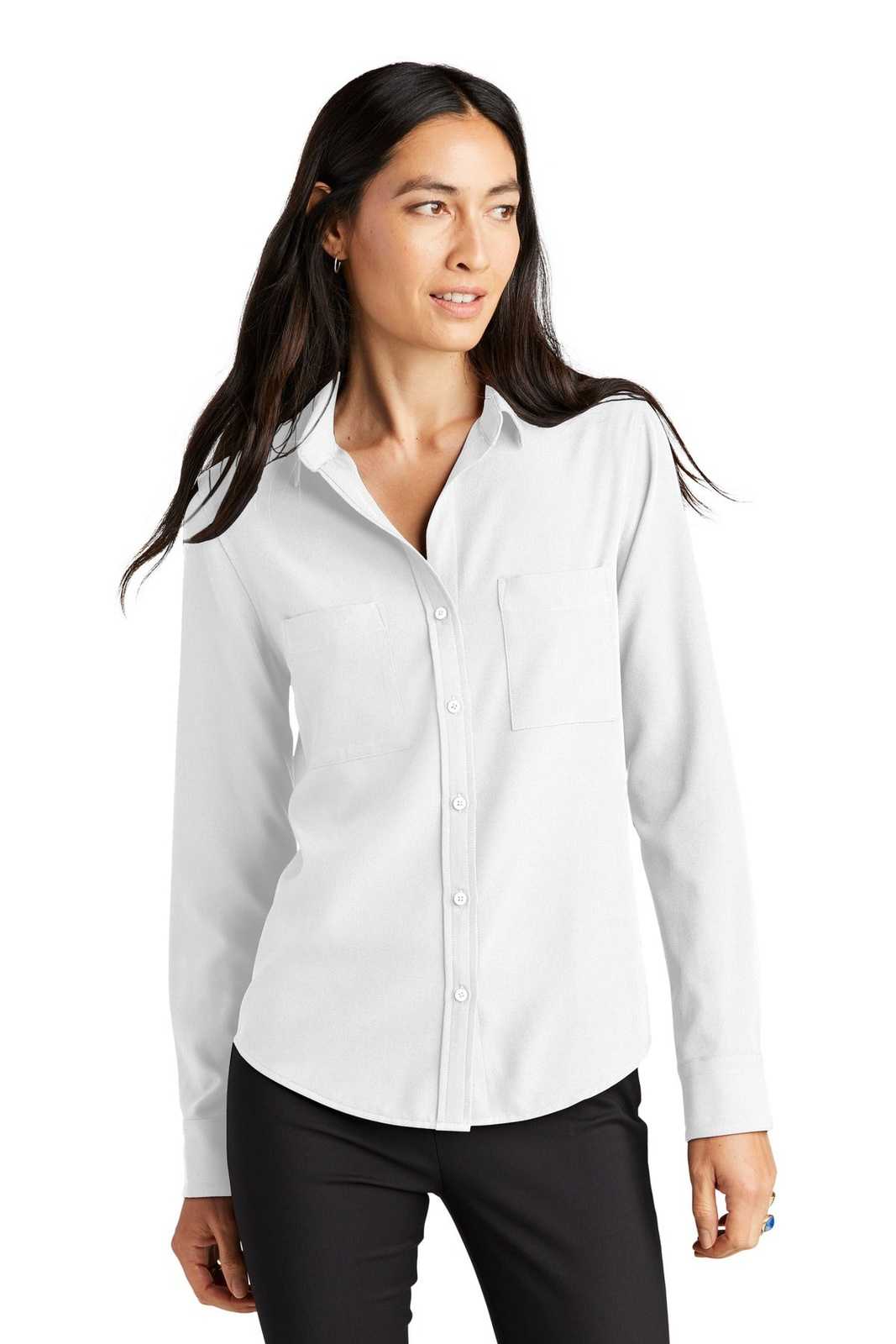 Mercer+Mettle MM2013 Women's Stretch Crepe Long Sleeve Camp - Ivory Chiffon - HIT a Double - 1
