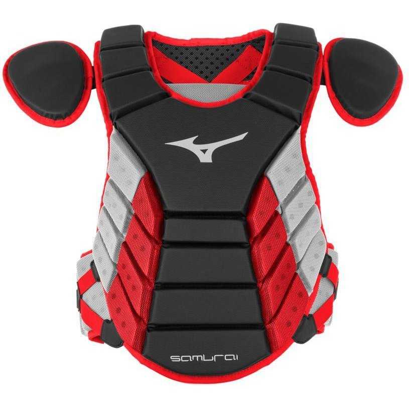 Mizuno Samurai 14&quot; Chest Protector Youth - Black Red - HIT a Double