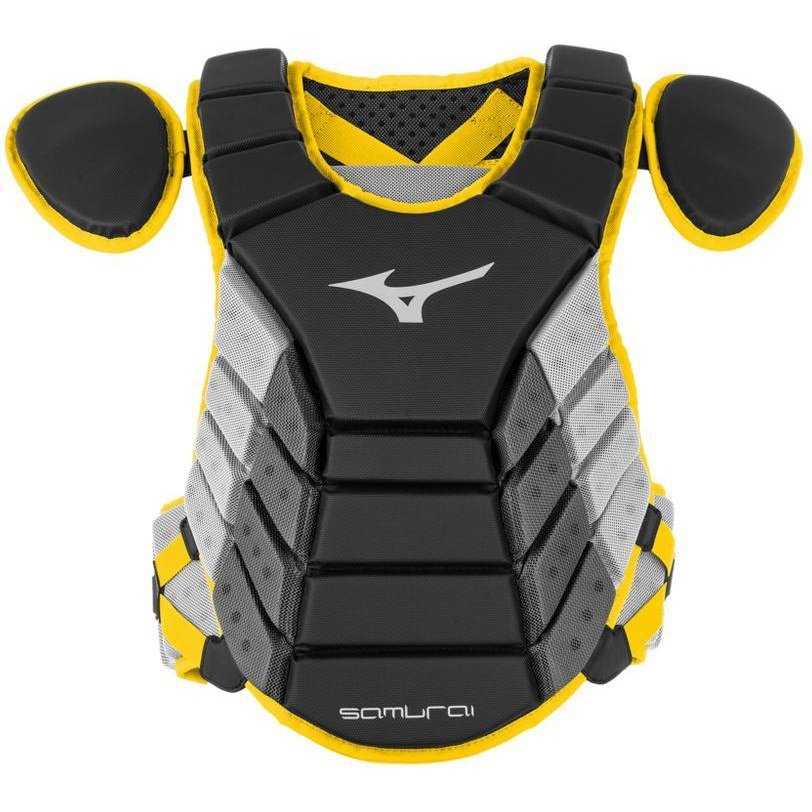Mizuno Samurai 14&quot; Chest Protector Youth - Black Yellow - HIT a Double