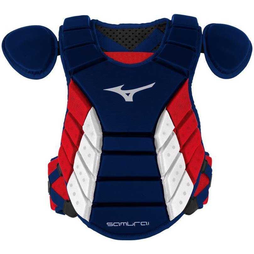 Mizuno 2019 Samurai 15" Chest Protector Adult - Navy Red - HIT a Double