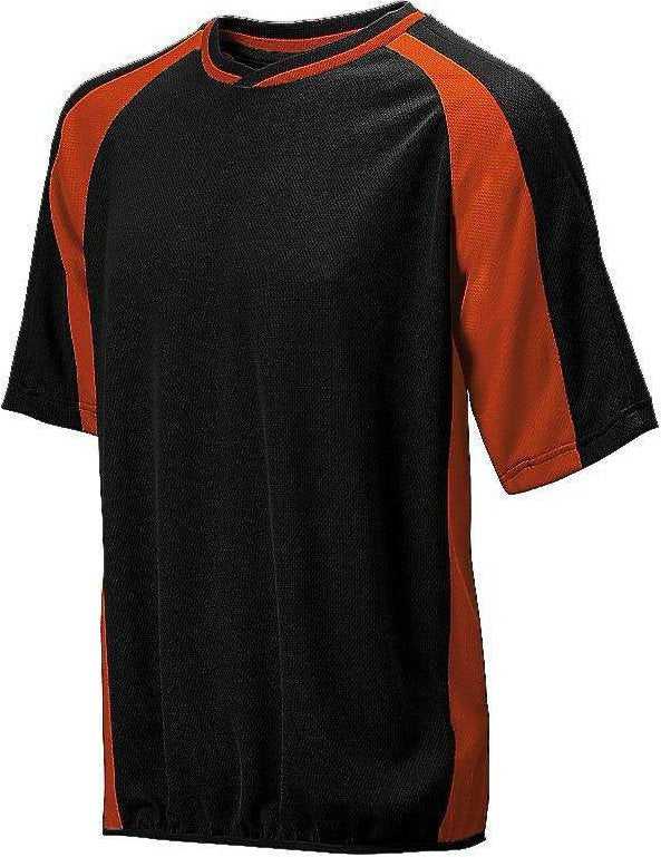 Mizuno 2 Color Mesh Short Sleeve Batting Jersey - Black-Orange - HIT a Double