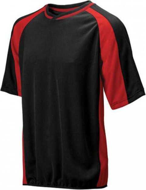Mizuno 2 Color Mesh Short Sleeve Batting Jersey - Black-Red - HIT a Double