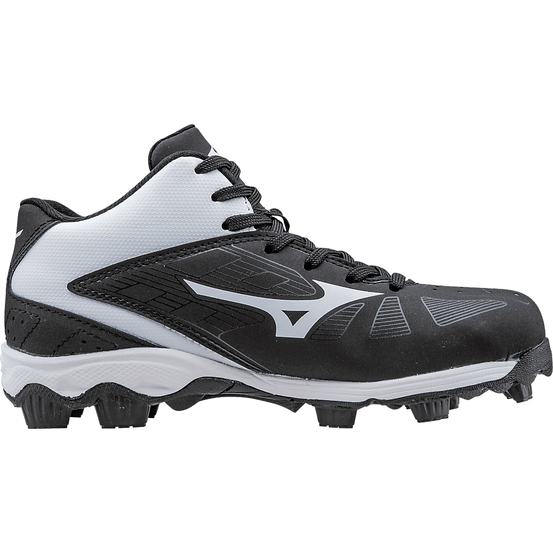 Mizuno 9-Spike Advanced Youth Franchise 8 Mid - Black White - HIT a Double - 2