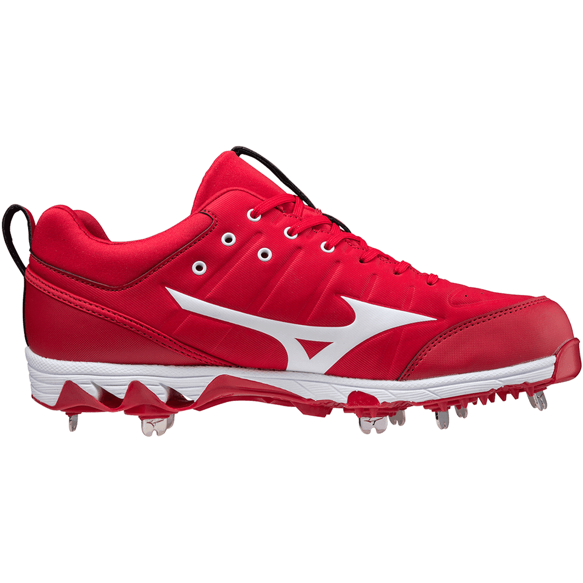 Mizuno 9-Spike Ambition 2 Low Men's Metal Baseball Cleat - Red White