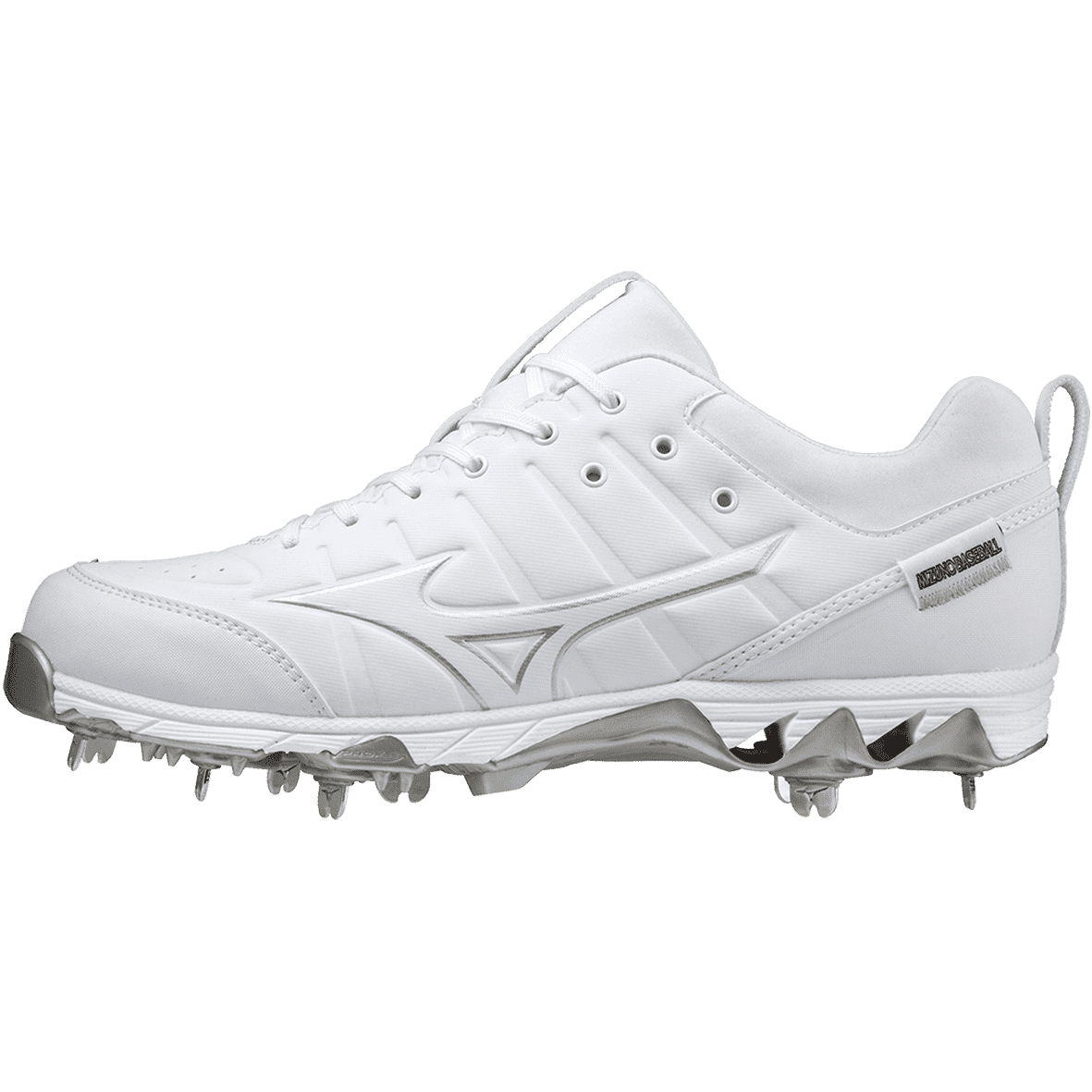 Mizuno 9-Spike Ambition 2 Low Men's Metal Baseball Cleat - White - HIT a Double