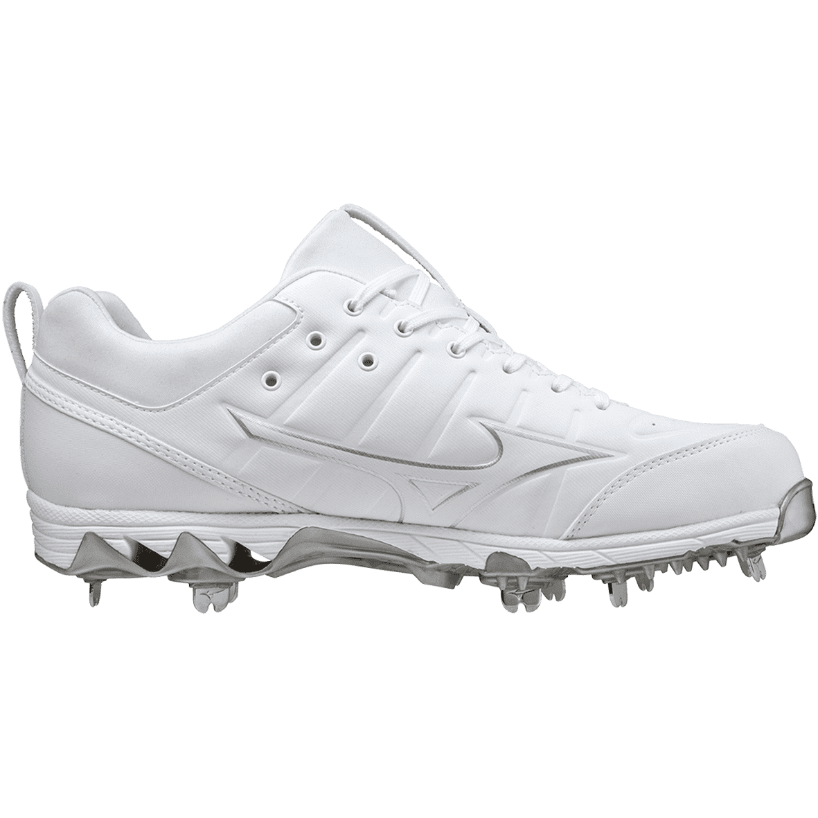 Mizuno 9-Spike Ambition 2 Low Men&#39;s Metal Baseball Cleat - White - HIT a Double
