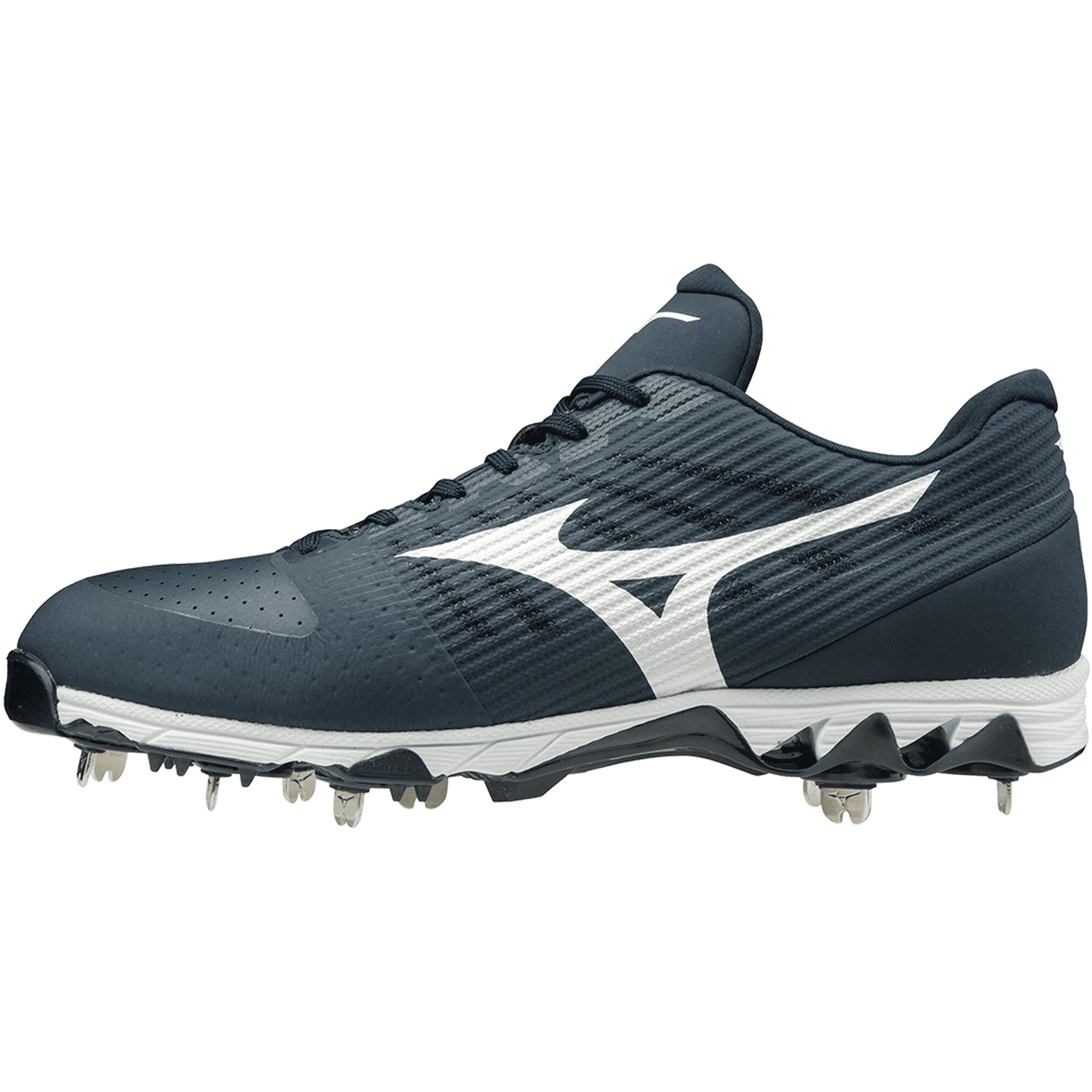 Mizuno 9-Spike Ambition Low Metal Cleats - Navy White - HIT A Double