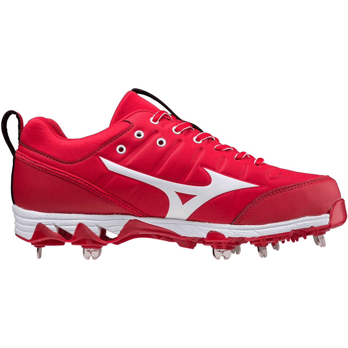 Mizuno 9-Spike Swift 7 Low Women&#39;s Metal Softball Cleat - Red White - HIT a Double