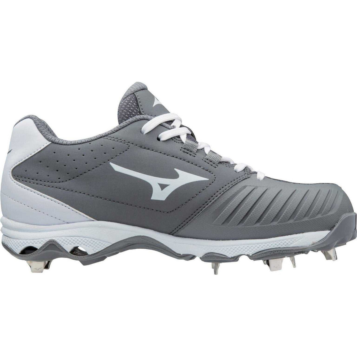 Mizuno 9-Spike Women&#39;s Advanced Sweep 4 Low Metal Cleats - Gray White - HIT a Double