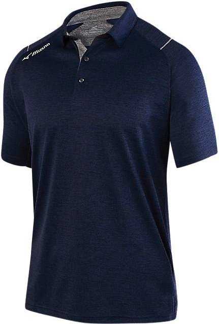 Mizuno Adult Comp Heathered Polo - Navy - HIT A Double