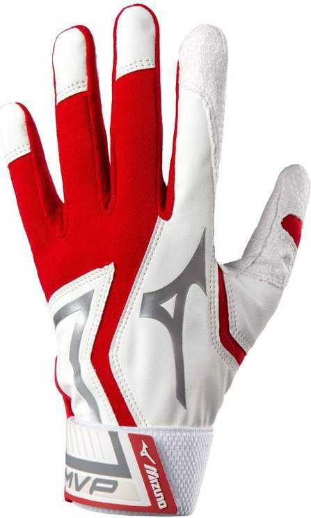 Mizuno Adult MVP Batting Gloves - Red White
