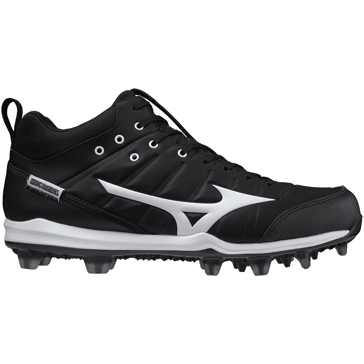 Mizuno Ambition 2 TPU Mid Men&#39;s Molded Baseball Cleat - Black White - HIT a Double