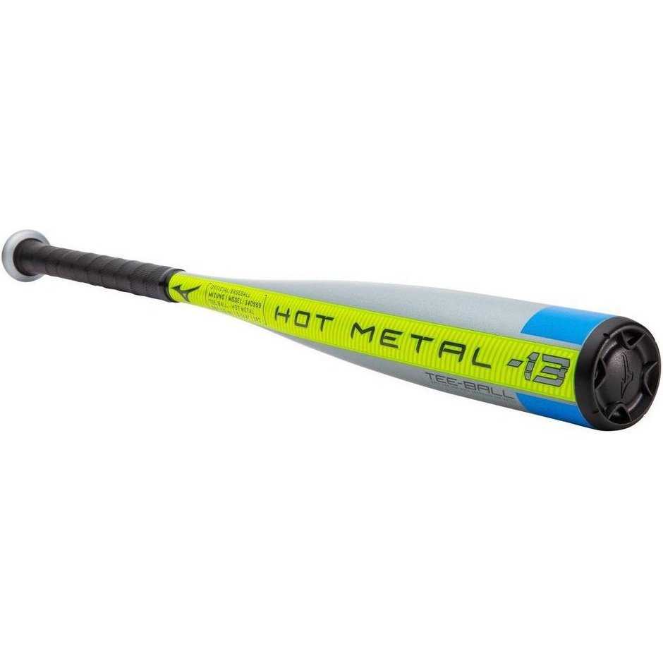 Mizuno B21-Hot Metal - Tee Ball USA Baseball Bat (-13) - Light Gray Neon Green - HIT a Double
