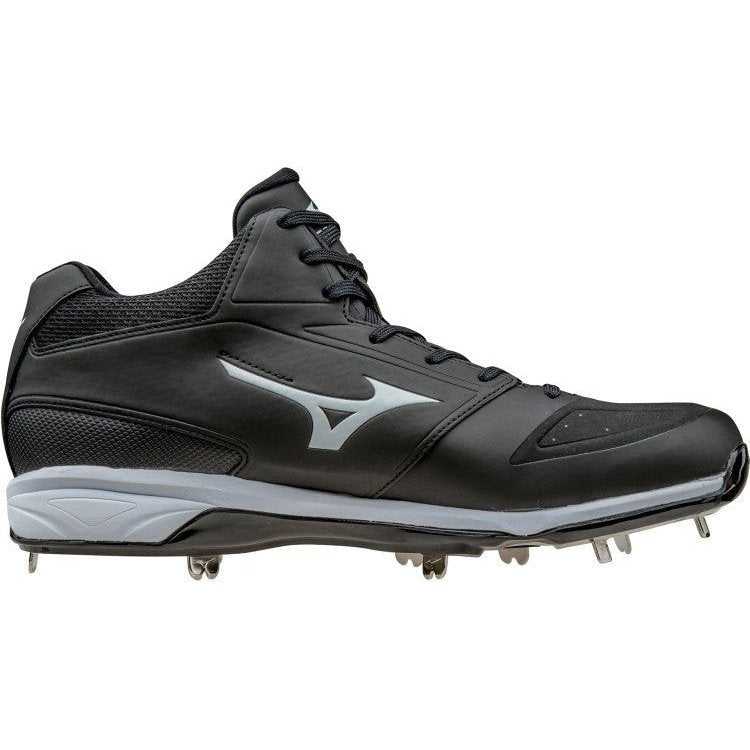 Mizuno Dominant IC Mid Metal Cleats - Black White - HIT a Double