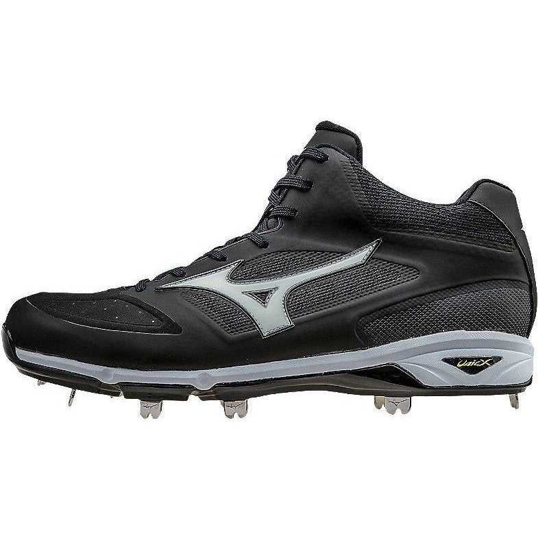 Mizuno Dominant IC Mid Metal Cleats - Black White - HIT a Double