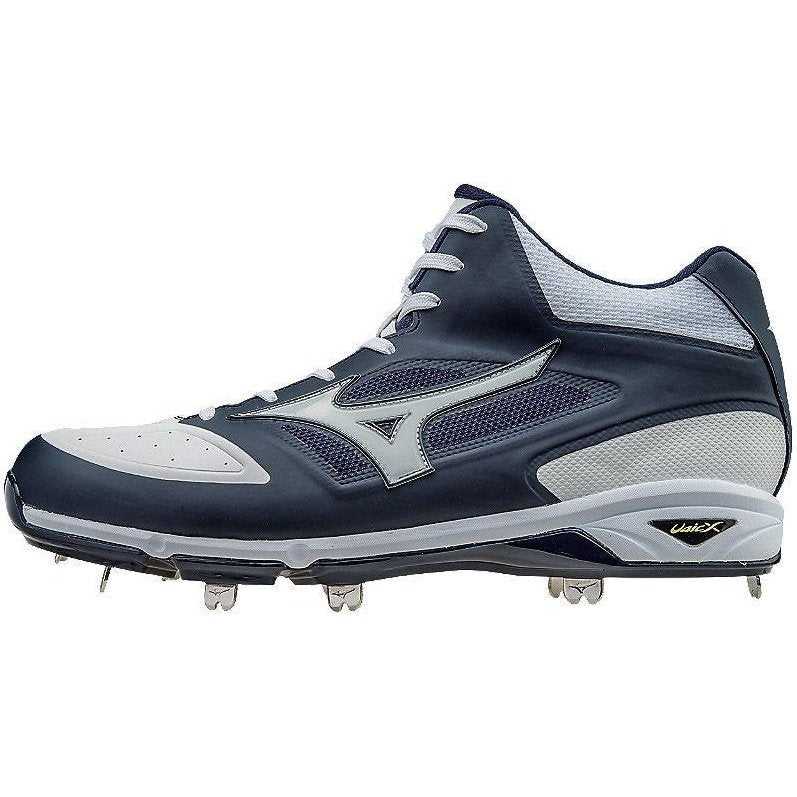 Mizuno Dominant IC Mid Metal Cleats - Navy White - HIT a Double
