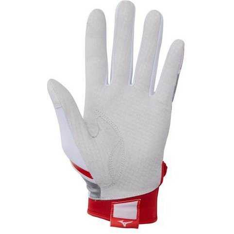 Mizuno F-257 Women&#39;s Softball Batting Gloves - White Red - HIT a Double