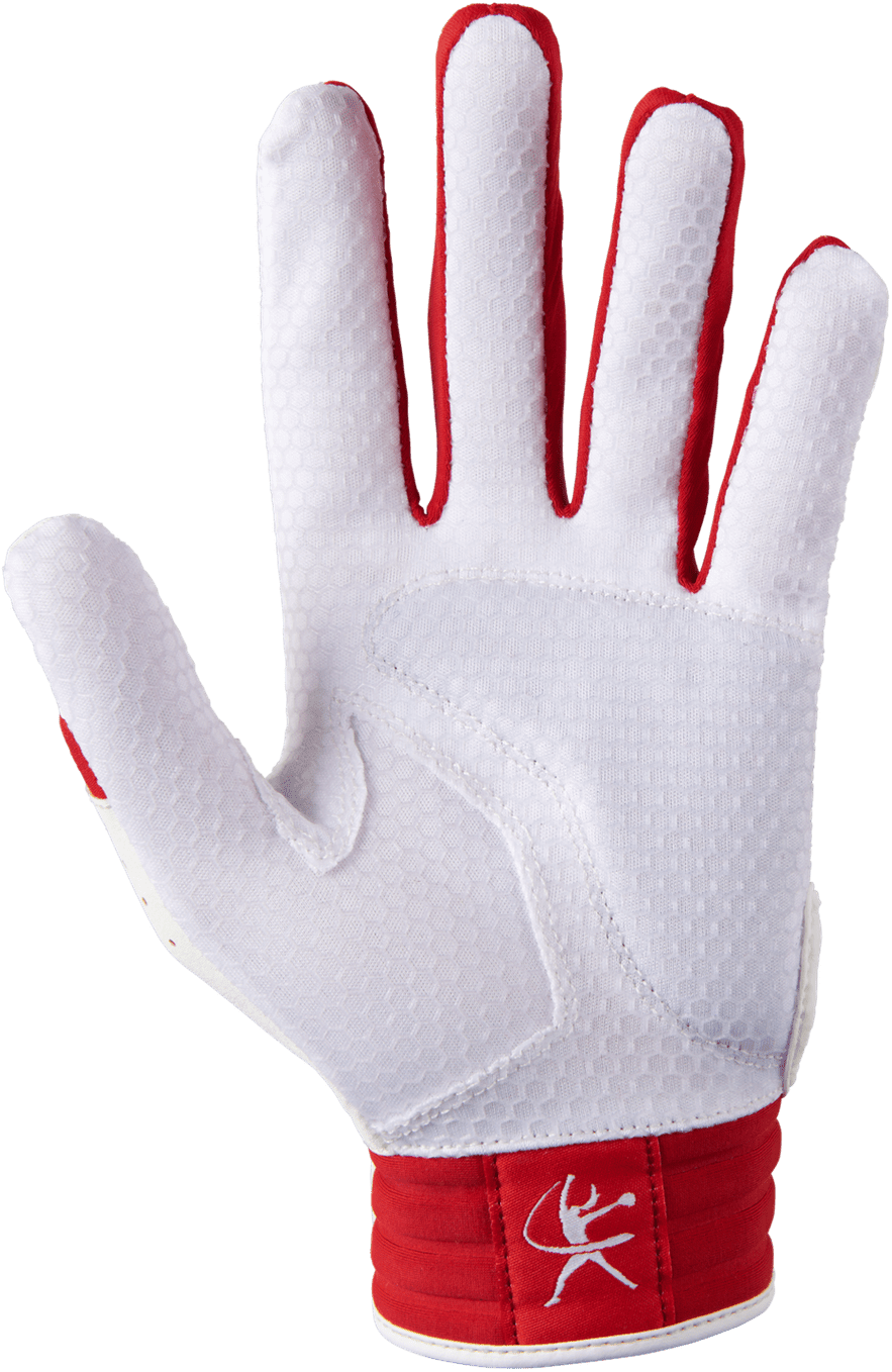 Mizuno Finch Women's Softball Padded Batting Glove - White Red - HIT a Double