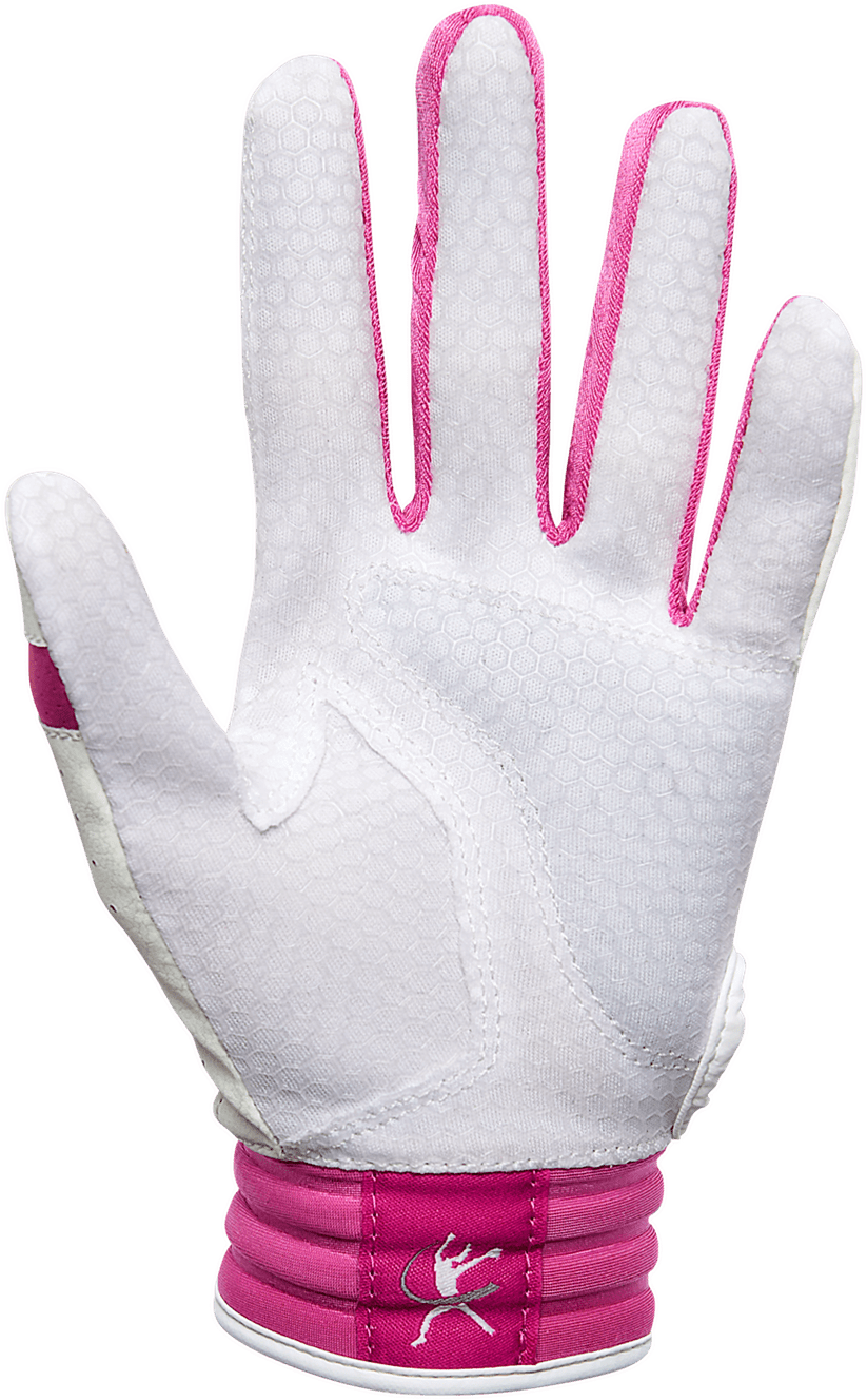 Mizuno Finch Youth Softball Padded Batting Glove - White Pink - HIT a Double