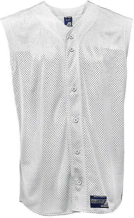 Mizuno Full Button Mesh Sleeveless Jersey - White - HIT a Double