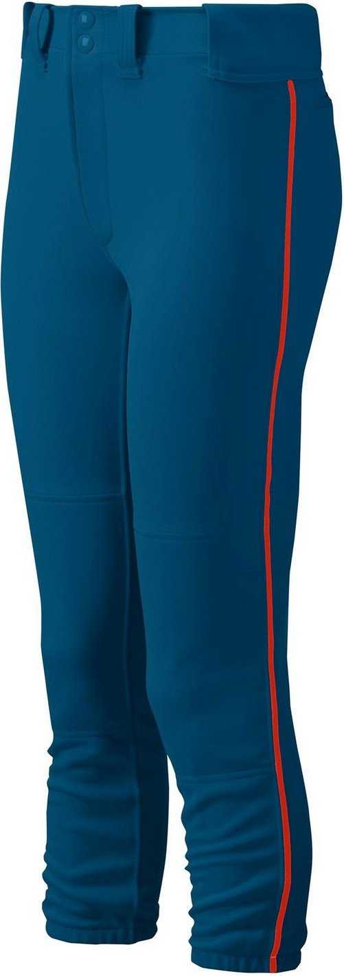 Mizuno Girl's Belted Piped Softball Pant - Navy Red - HIT a Double