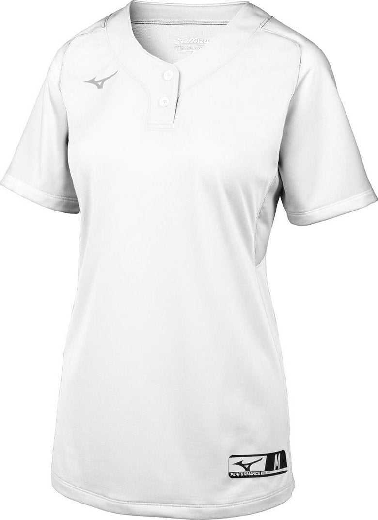 Mizuno Girls Aerolite 2-Button Softball Jersey - White - HIT a Double