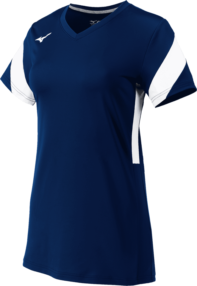 Mizuno Girls Balboa 6 Short Sleeve Volleyball Jersey Navy White