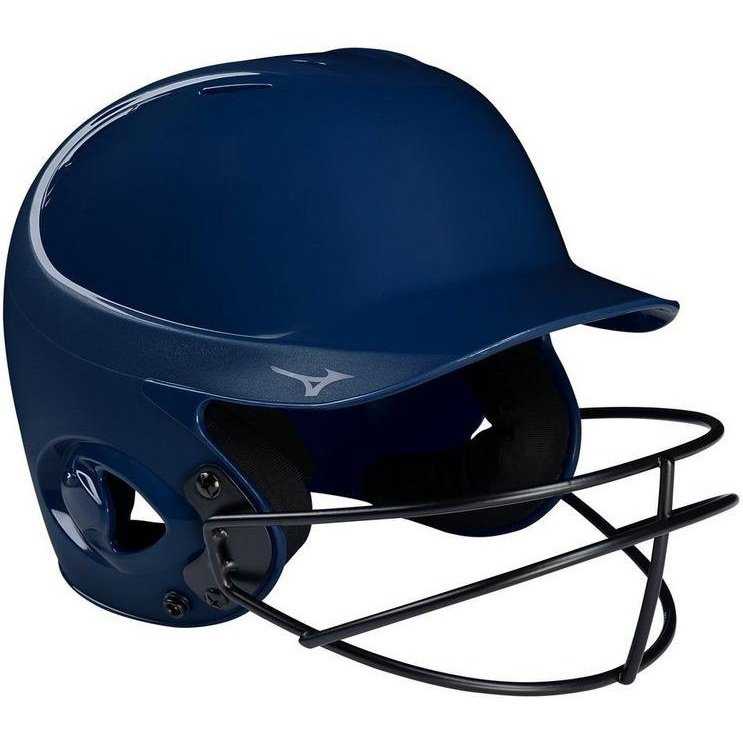 Mizuno MVP Series Solid Batting Helmet with Fastpitch Softball Mask - Navy - HIT a Double