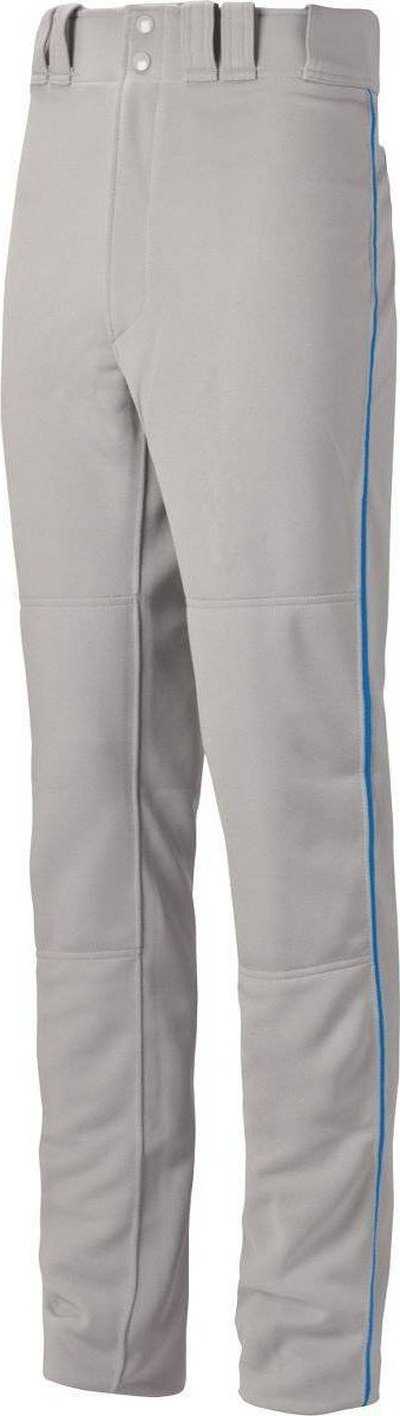 Mizuno Premier Pro Piped Adult Baseball Pants - Gray (Grey) Royal - HIT a Double