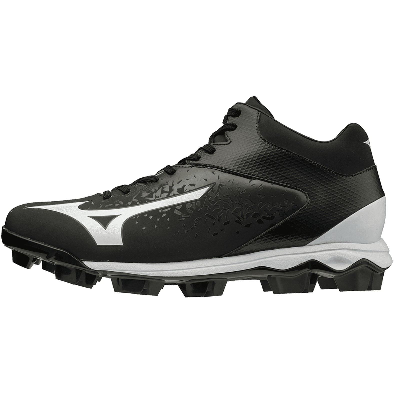 Mizuno Select Nine TPU Mid Molded Cleat - Black White - HIT a Double