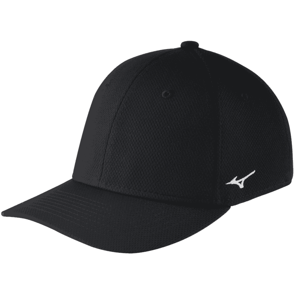 Mizuno Stretch Fitted Team Hat - Black - HIT a Double