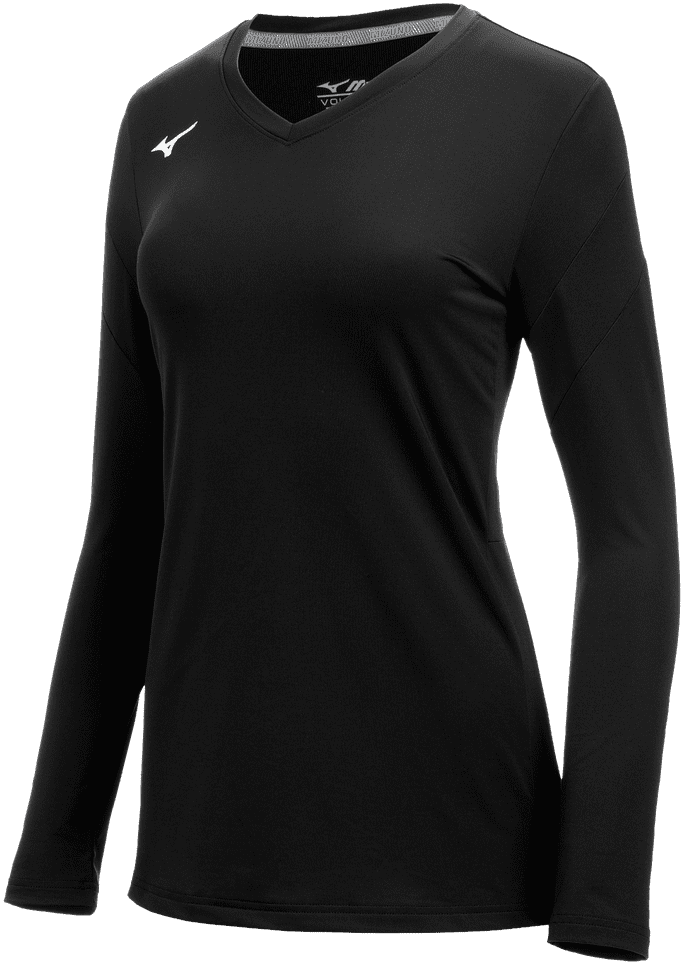 Mizuno Women&#39;s Balboa 6 Long Sleeve Volleyball Jersey - Black - HIT a Double