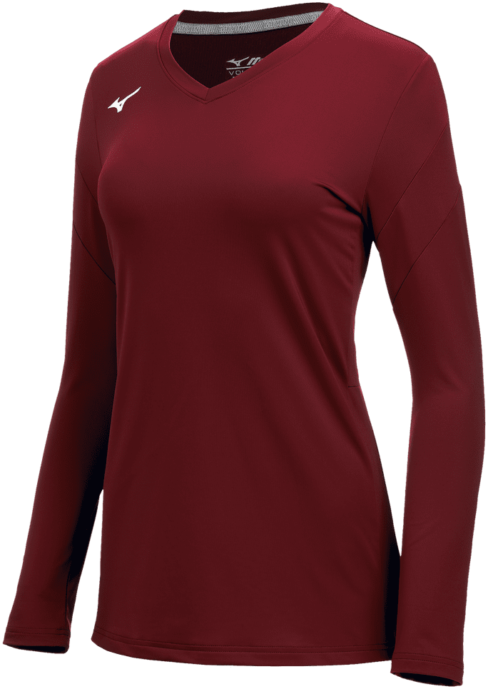 Mizuno Women's Balboa 6 Long Sleeve Volleyball Jersey - Cardinal - HIT a Double