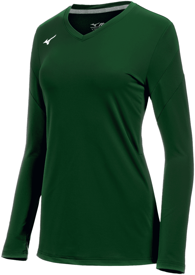 Mizuno Women&#39;s Balboa 6 Long Sleeve Volleyball Jersey - Forest - HIT a Double
