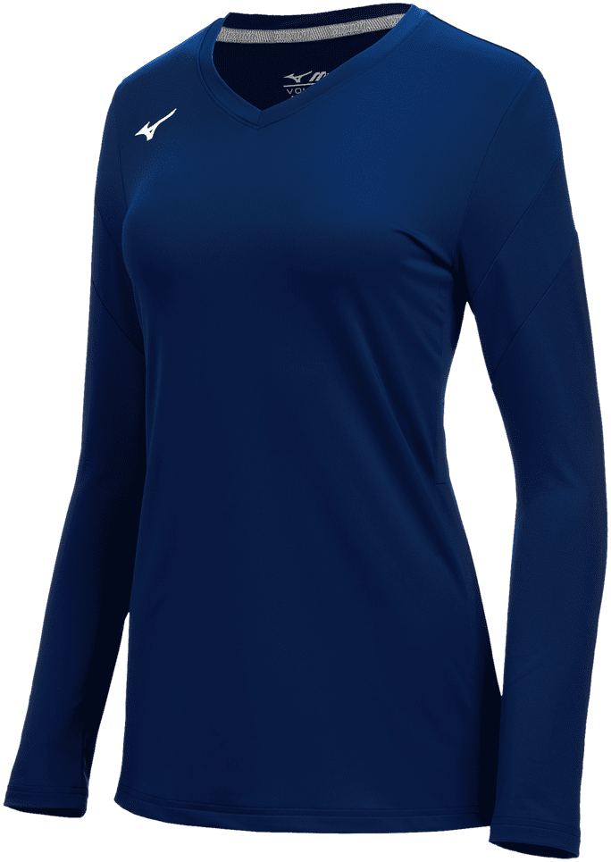 Mizuno Women&#39;s Balboa 6 Long Sleeve Volleyball Jersey - Navy - HIT a Double