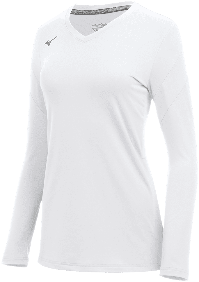 Mizuno Women&#39;s Balboa 6 Long Sleeve Volleyball Jersey - White - HIT a Double