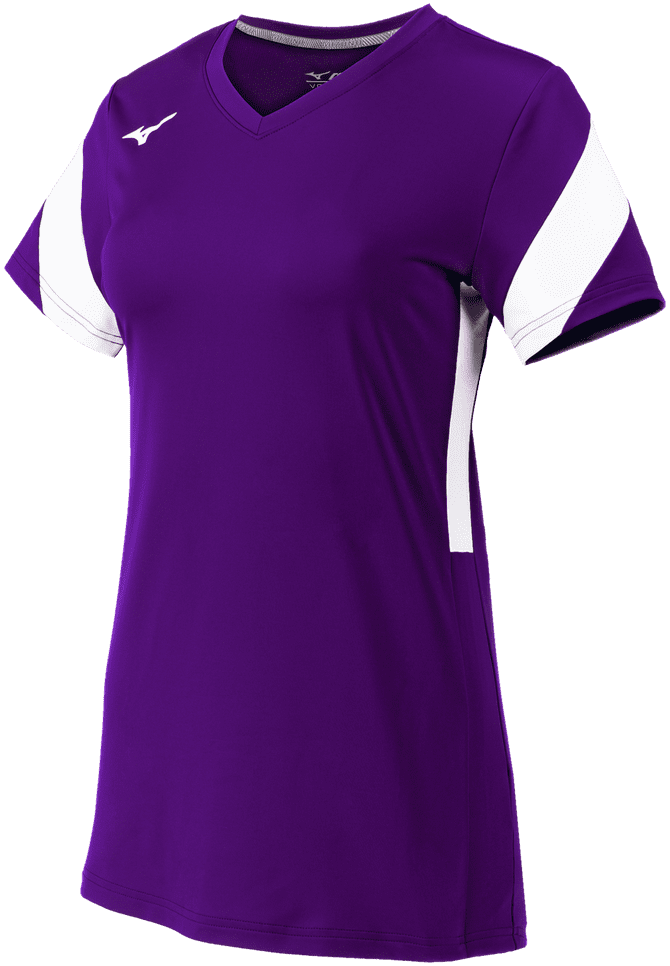 Mizuno Women's Balboa 6 Short Sleeve Volleyball Jersey - Purple White - HIT a Double