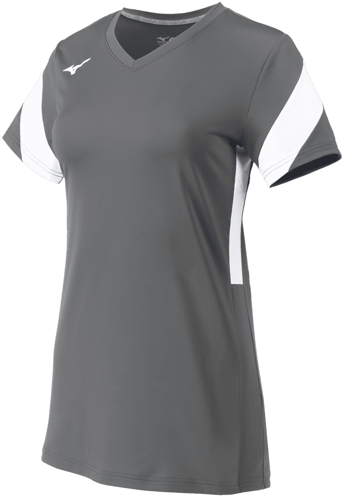 Mizuno Women&#39;s Balboa 6 Short Sleeve Volleyball Jersey - Shade White - HIT a Double