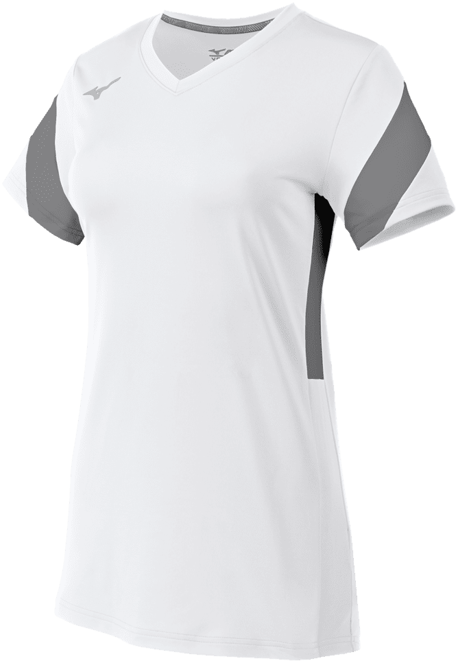 Mizuno Women&#39;s Balboa 6 Short Sleeve Volleyball Jersey - White Shade - HIT a Double