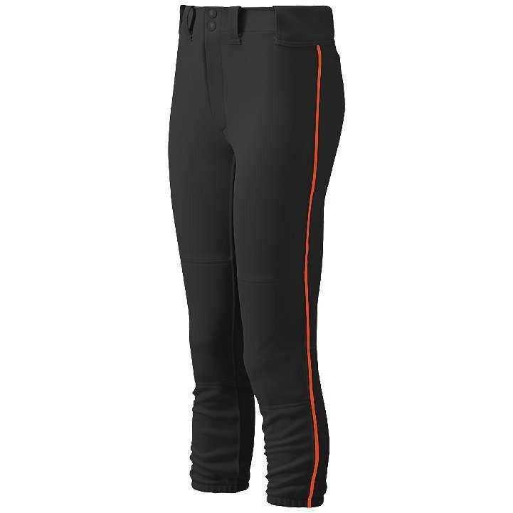 Mizuno Women&#39;s Select Belted Piped Pant - Black Orange - HIT a Double